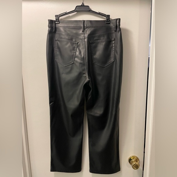 LOFT Black Straight Leg Faux Leather 5-Pocket Pants - Picture 4 of 5